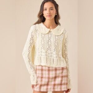 NWT Altar’d State Hattie Crochet Sweater L